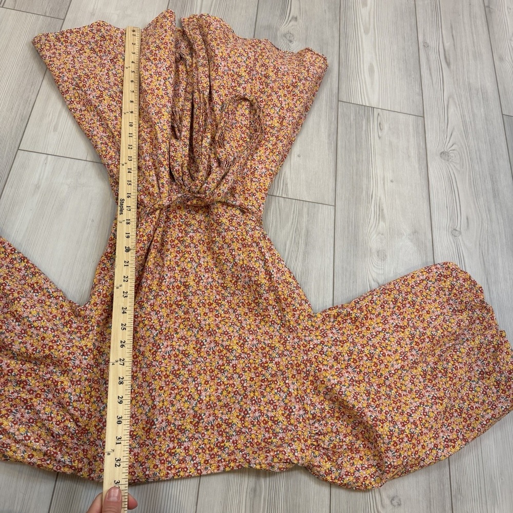 MINKPINK Morwell Medium Boho Floral Wrap Mini Dress Puff Sleeve Cottagecore - Picture 10 of 10